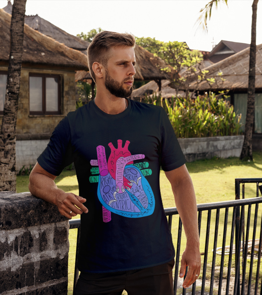 Heart Anatomy Aorta Pulmonary Artery Superior Vena Cava Right Atrium Ventricle Diagram T-Shirt
