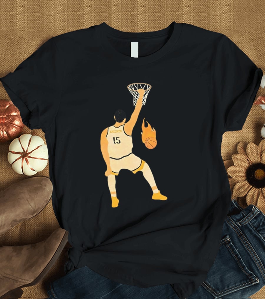 Nikola Jokic Denver Nuggets 15 Basketball Player Dunking Flame Ball T-Shirt