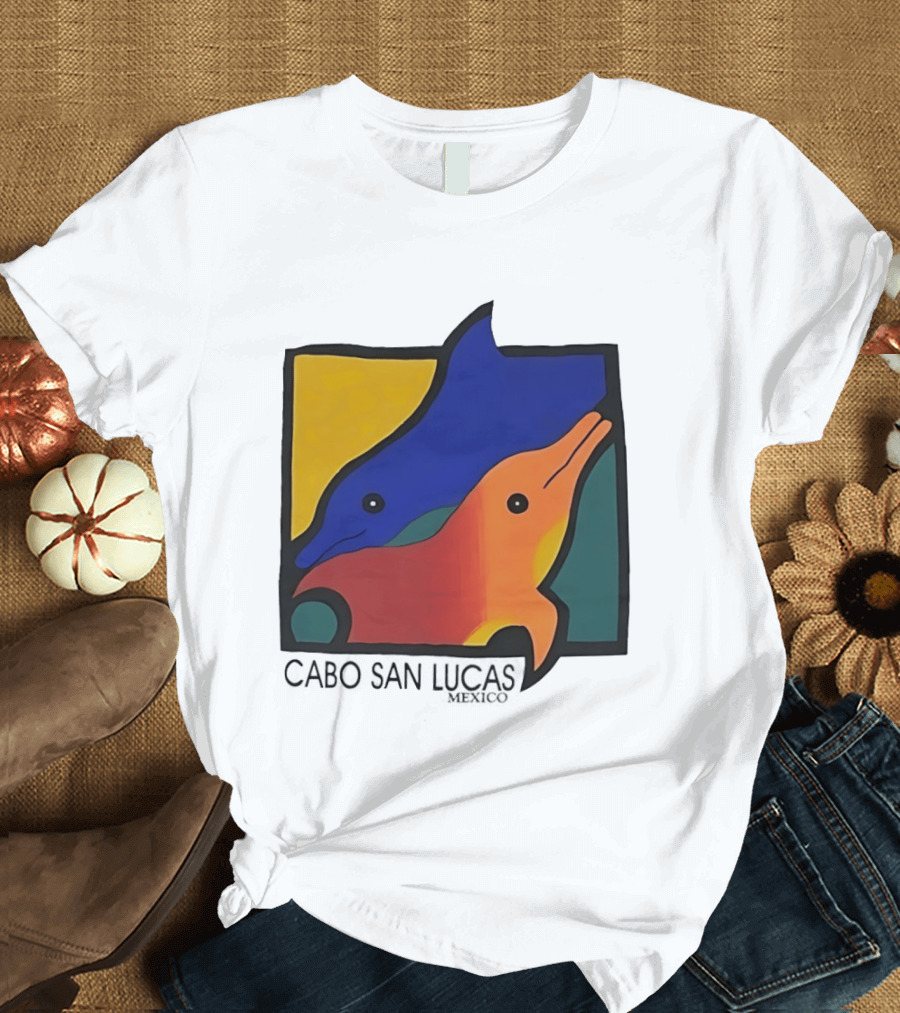 Cabo San Lucas Dolphin Colorful Art Mexico T-Shirt