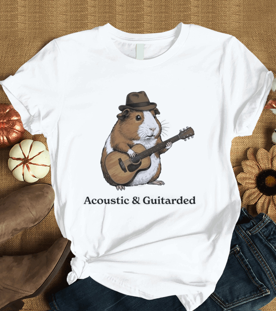 Capybara With Acoustic Guitar And Cowboy Hat Coustic Guitarded T-Shirt