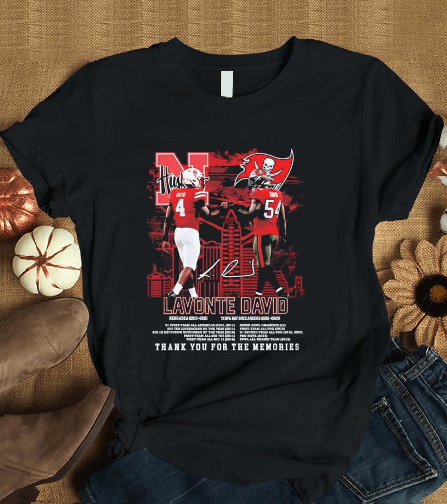 Lavonte David Nebraska Huskers Tampa Bay Buccaneers Thank You For The Memories T-Shirt