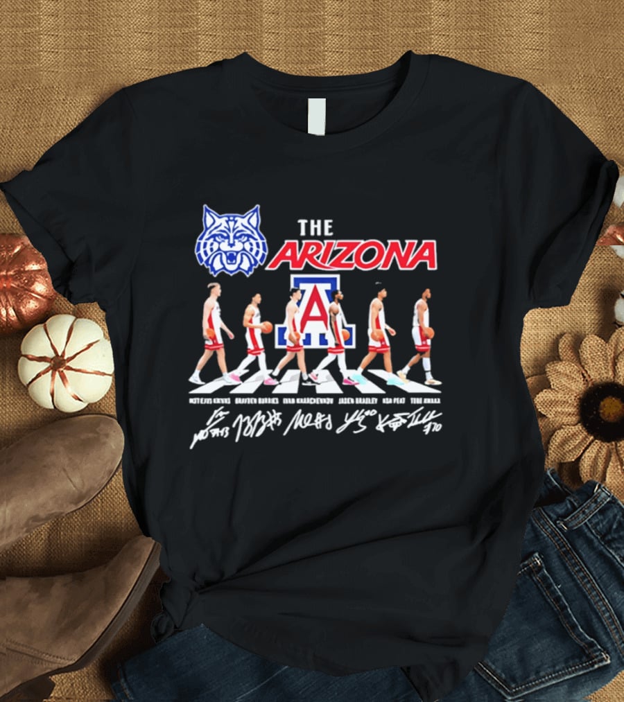 Arizona Wildcats Basketball Roster Abbey Road Walk Team T-Shirt