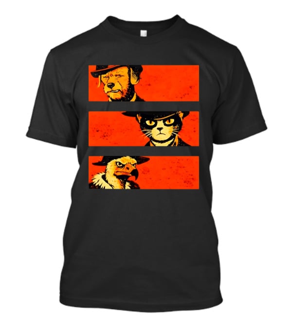 Dog The Good Cat The Bad Eagle The Ugly Western Animal Trio T-Shirt