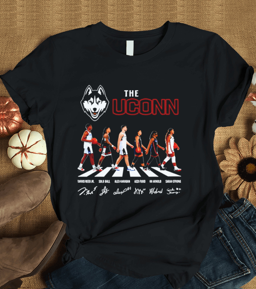 The UConn Huskies Men's And Women's Basketball Players Walking Abbey Road T-Shirt