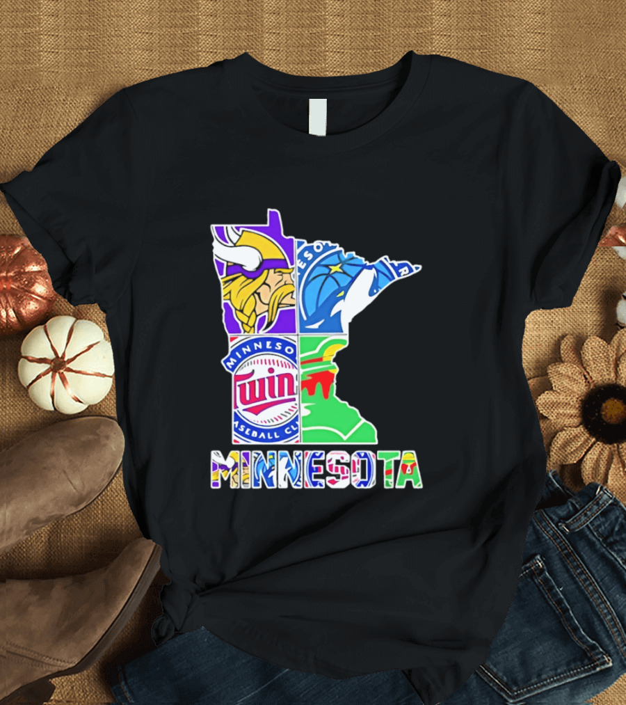 Minnesota Sports Teams Vikings Twins Wild Timberwolves Mashup T-Shirt
