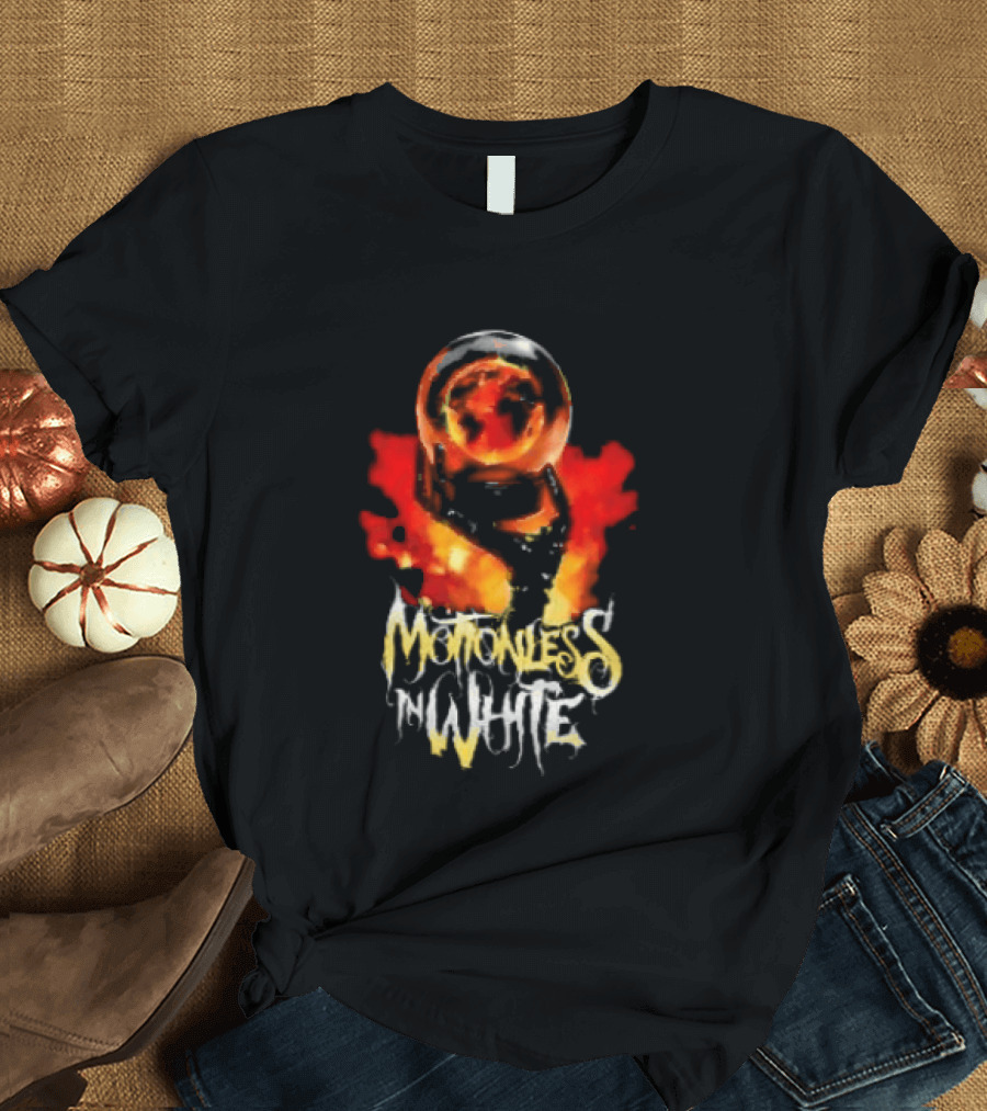 Motionless In White UK EU Tour 2026 Make Them Suffer Fiery Skull T-Shirt