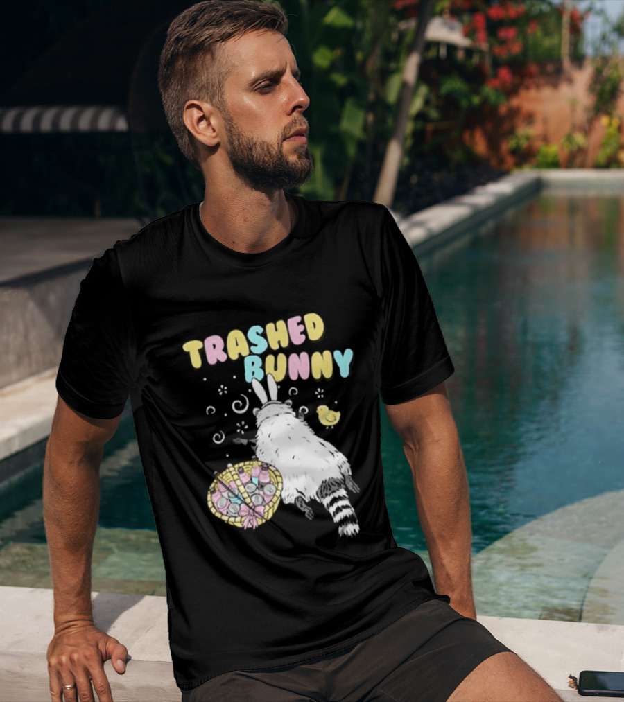 Trashed Bunny Raccoon Pastel Swirls Duck T-Shirt
