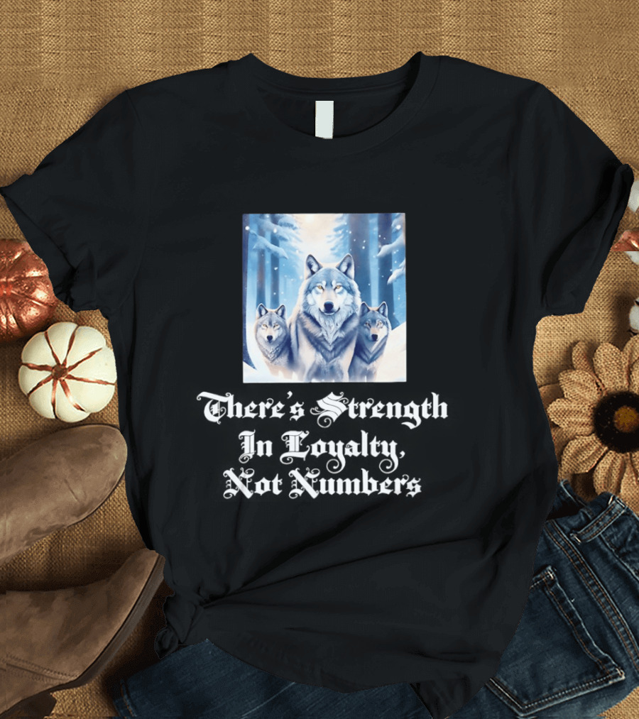 Wolf Pack Strength In Loyalty Winter Forest Scene T-Shirt