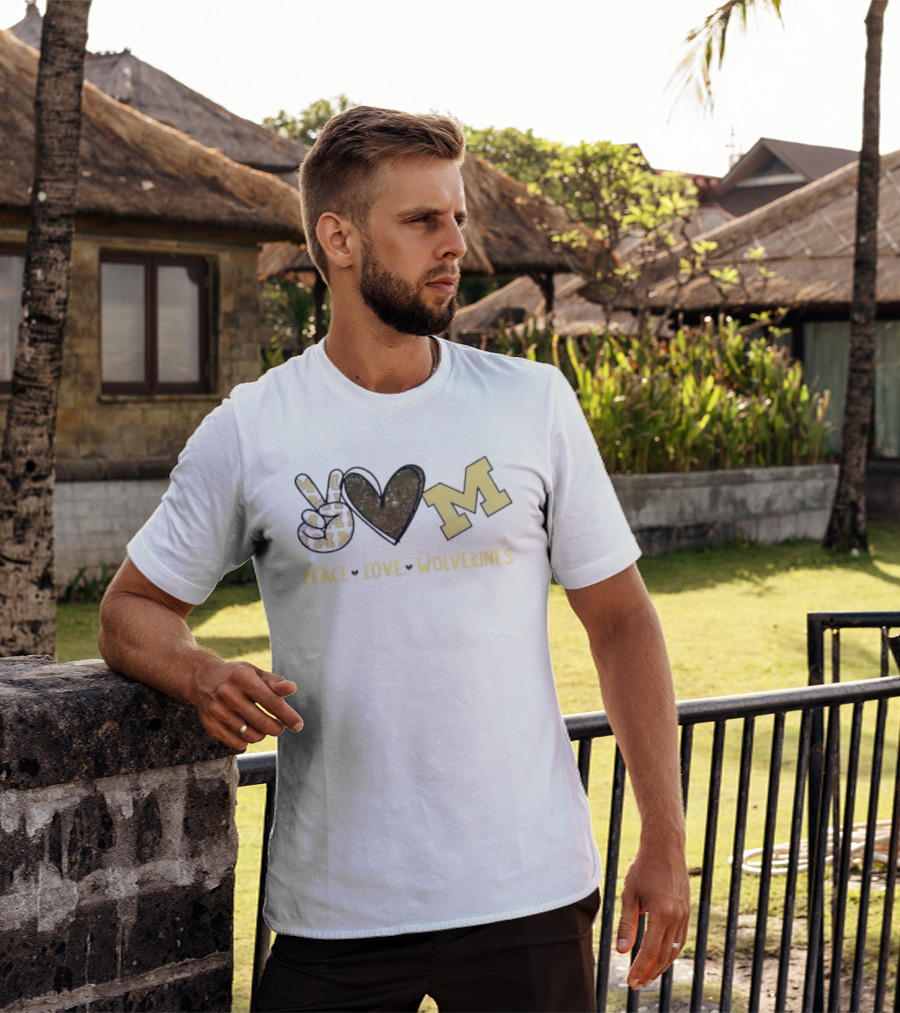 Peace Love Michigan Wolverines Iconic Team Spirit T-Shirt