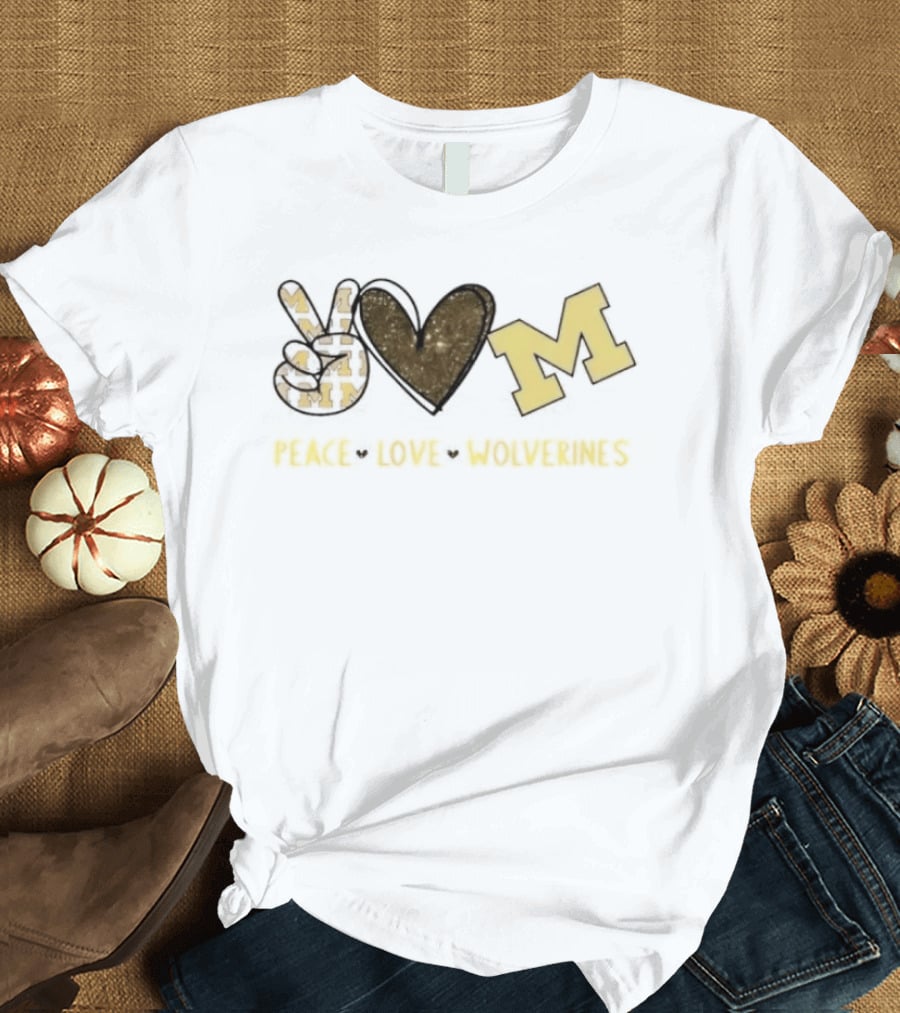 Peace Love Michigan Wolverines Iconic Team Spirit T-Shirt