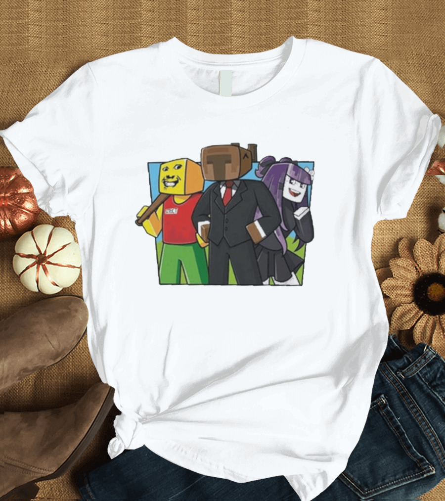 Jocuri Horror Sky Pixel Characters In Suits And Costumes T-Shirt