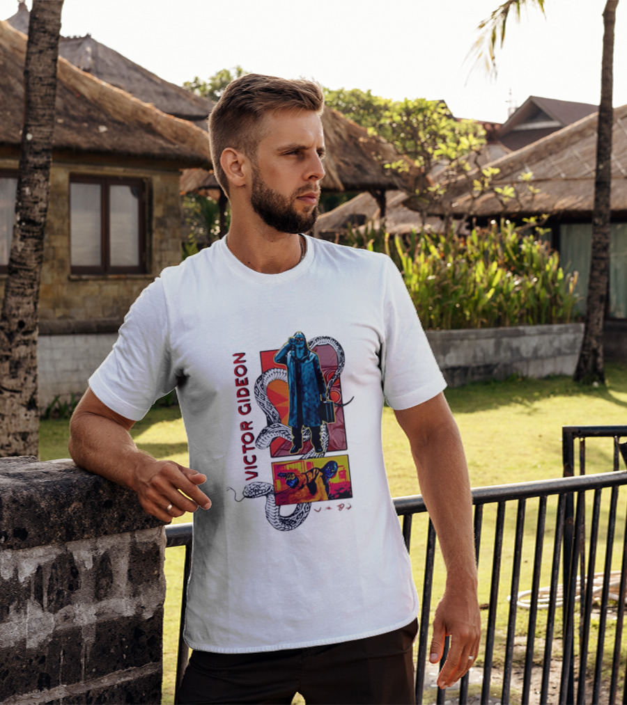 Victor Gideon Dramatic Snake And Mysterious Figures T-Shirt