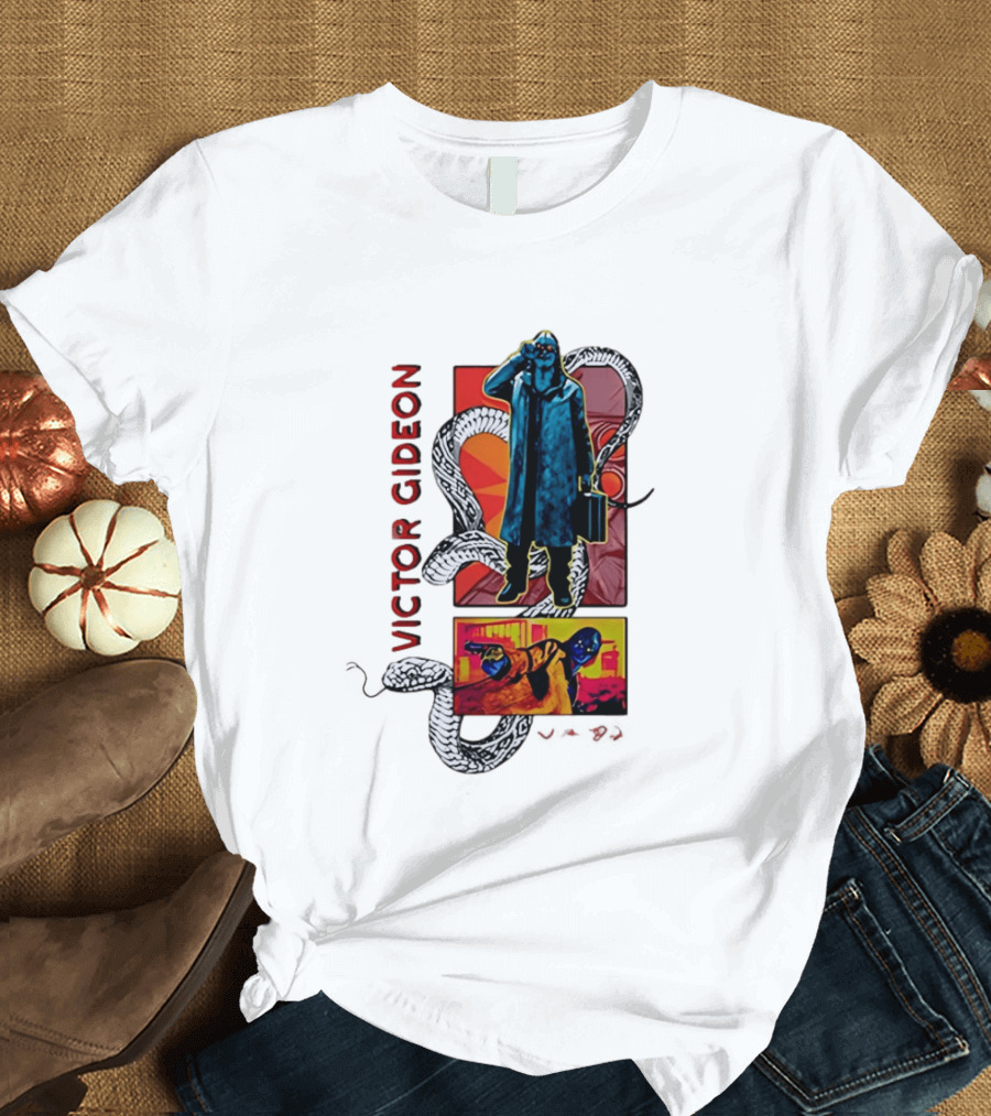 Victor Gideon Dramatic Snake And Mysterious Figures T-Shirt