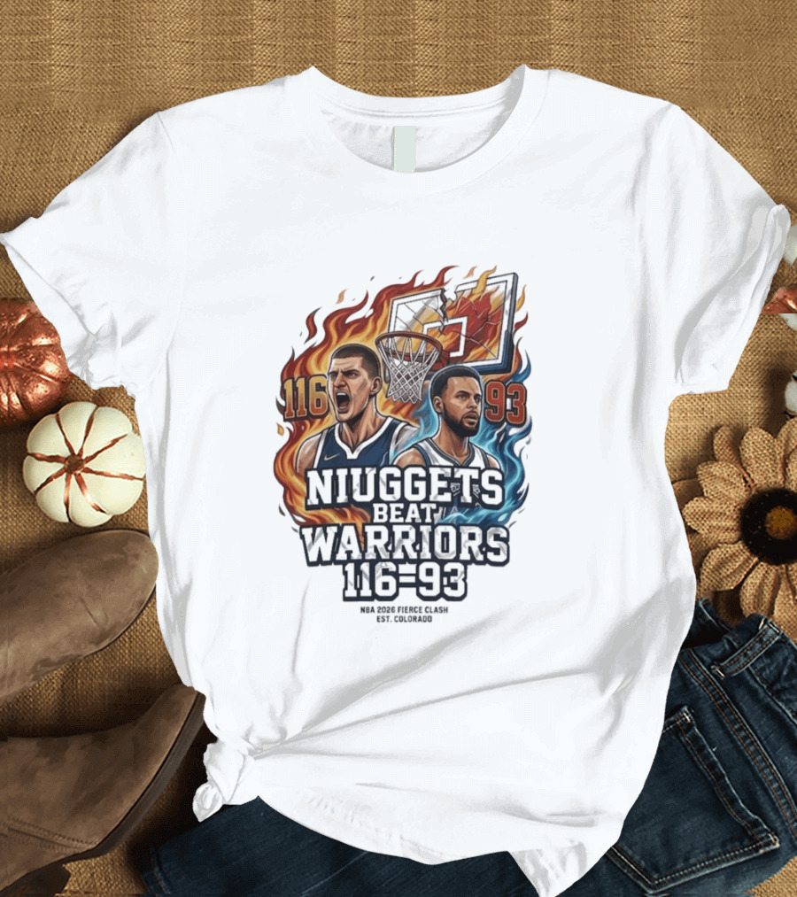 Nuggets Beat Warriors 116 93 NBA 2026 Basketball Matchup T-Shirt