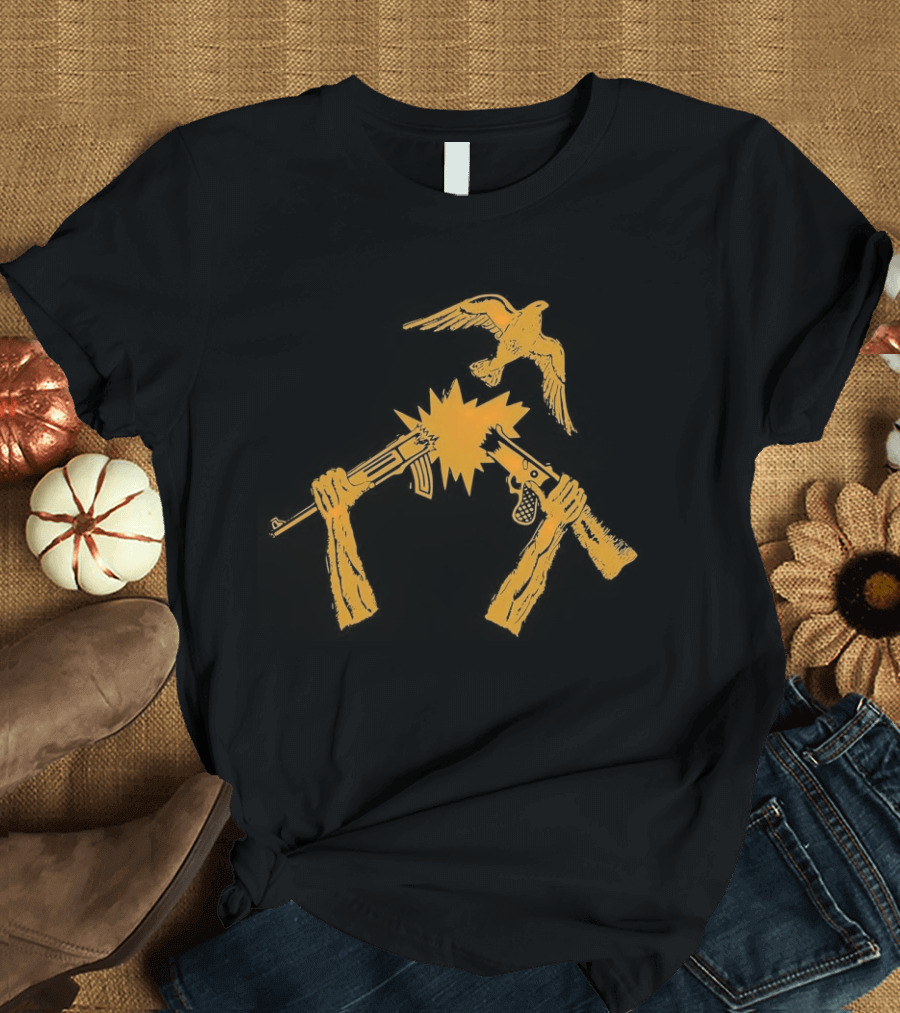 Anti War No Gun Peace Symbol Bird Explosion T-Shirt