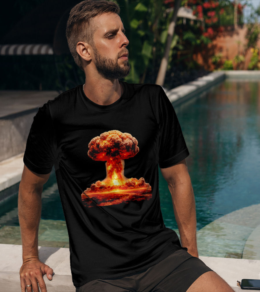Fiery Destruction Mushroom Cloud Nuclear Bomb Explosion T-Shirt