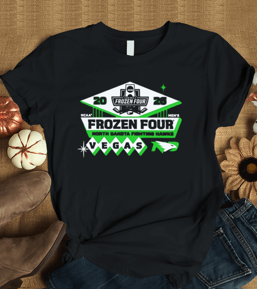 North Dakota Fighting Hawks Frozen Four 2026 Vegas NCAA Men's Hockey T-Shirt