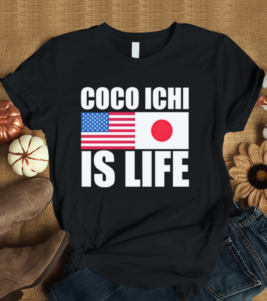 Coco Ichi Is Life USA And Japan Flag T-Shirt