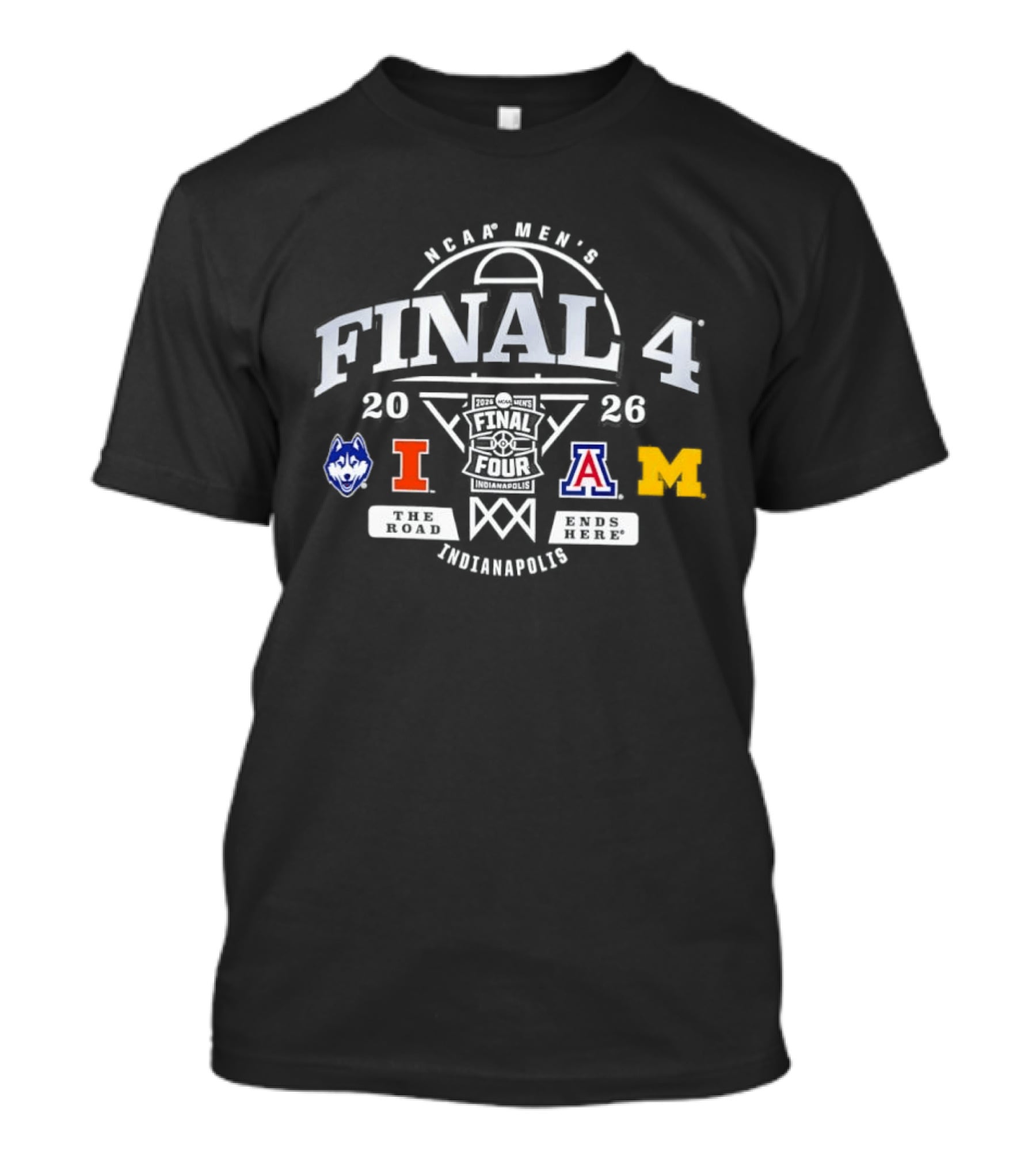 NCAA Men's Final 4 Indianapolis 2026 UConn Illinois Arizona Michigan T-Shirt