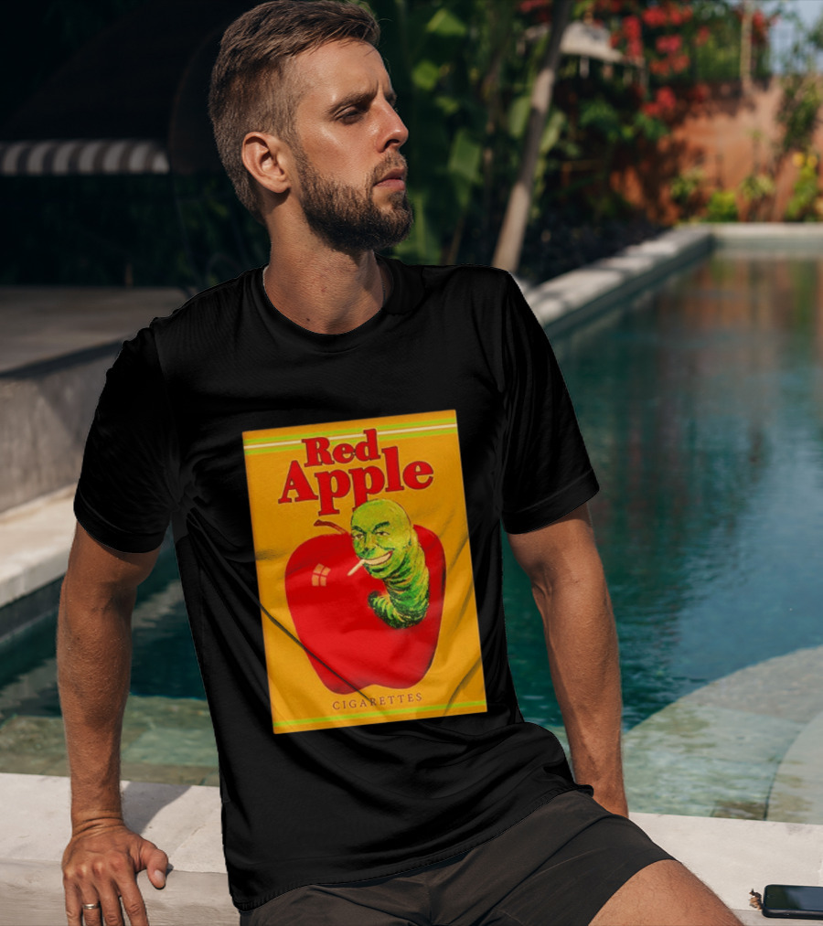 Red Apple Cigarettes Worm Character On Apple T-Shirt
