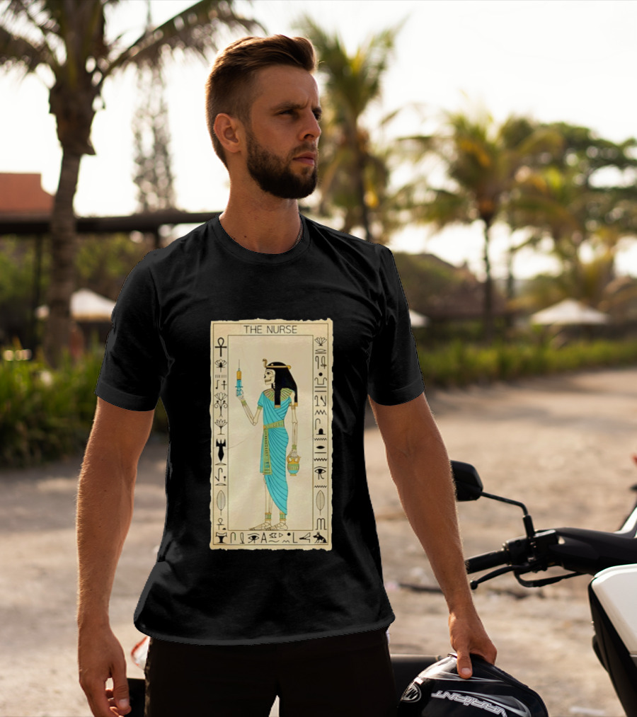 The Nurse Egyptian Skeleton Tarot Card Medical Goth T-Shirt