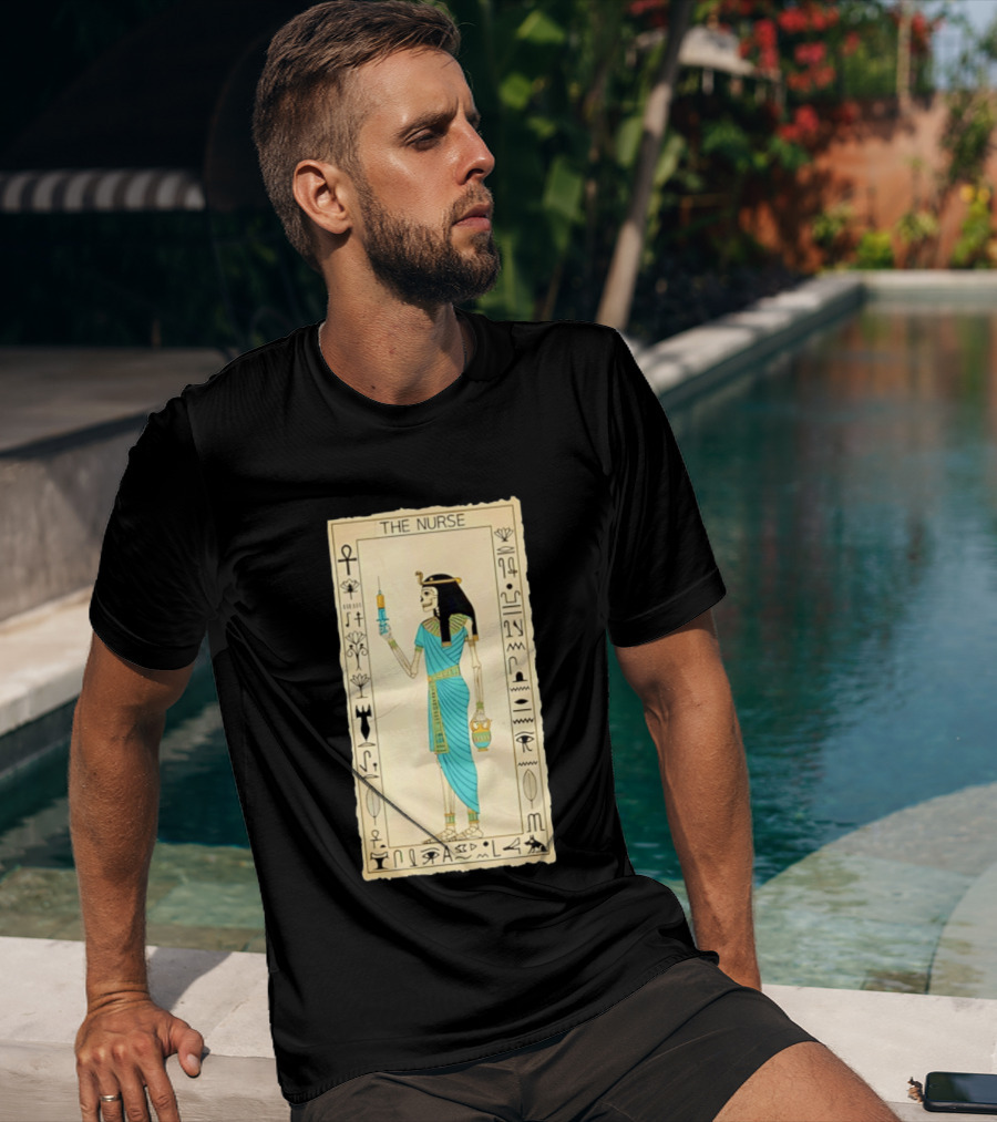 The Nurse Egyptian Skeleton Tarot Card Medical Goth T-Shirt