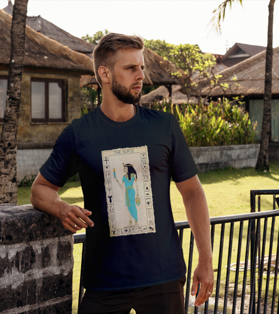 The Nurse Egyptian Skeleton Tarot Card Medical Goth T-Shirt