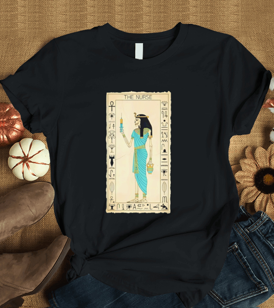 The Nurse Egyptian Skeleton Tarot Card Medical Goth T-Shirt