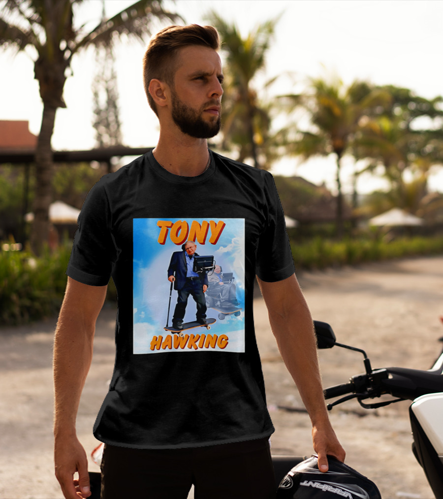 Tony Hawking Skateboard Fusion Surreal Humor T-Shirt