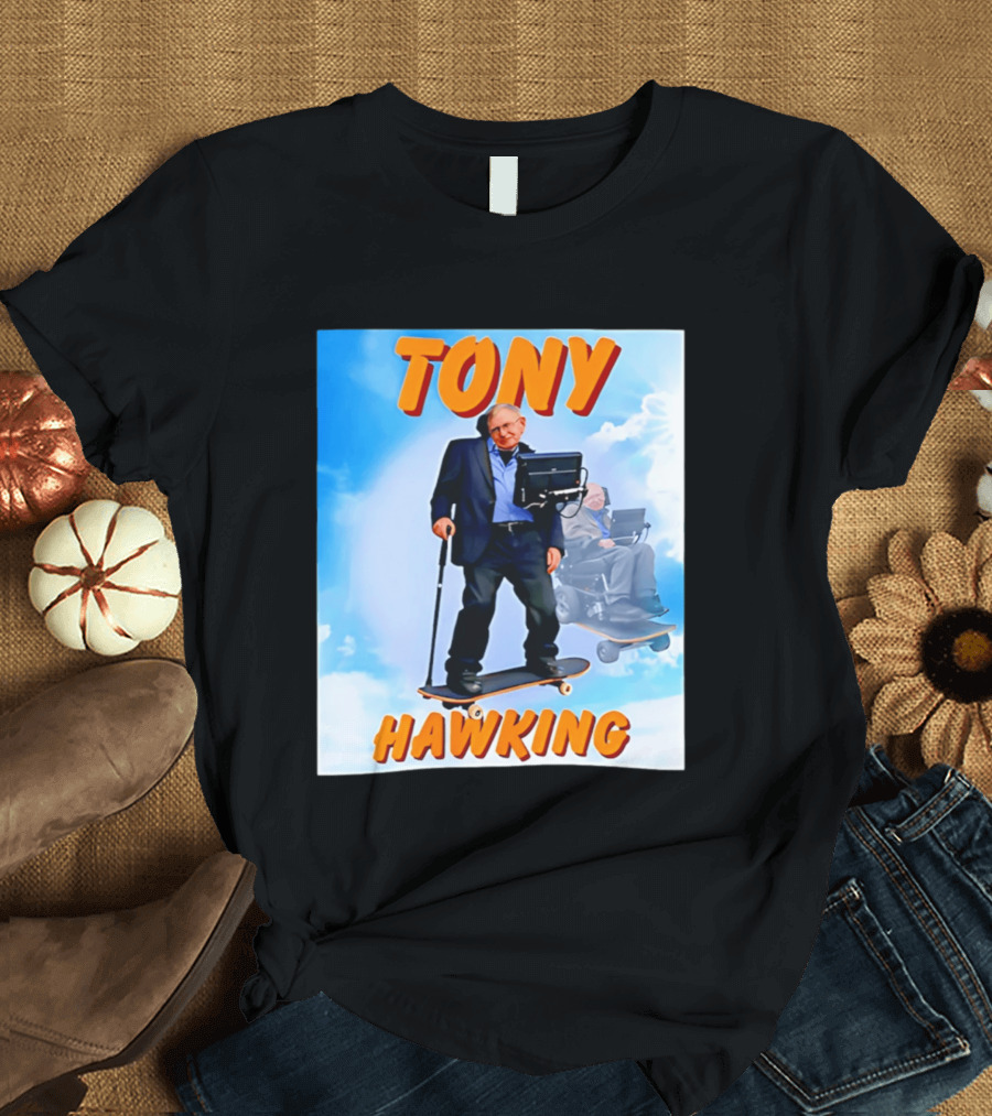 Tony Hawking Skateboard Fusion Surreal Humor T-Shirt
