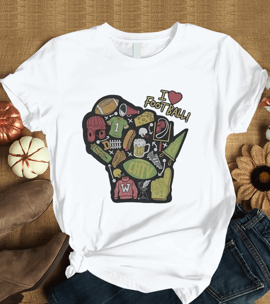 I Love Football Wisconsin Football T-Shirt