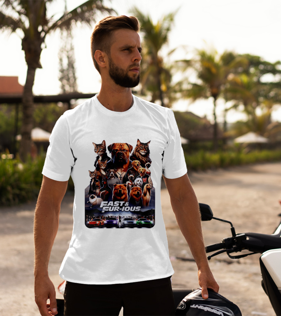 Fast & Fur Ious Dogs And Cats Mashup With Cars T-Shirt