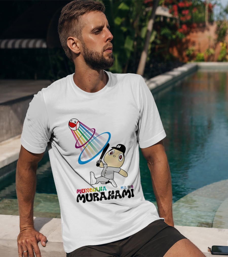 Munehisa Murakami Rainbow Baseball Cartoon Player T-Shirt