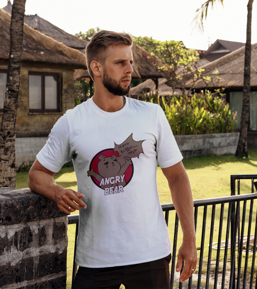 Angry Bear Cartoon Style With Speech Bubble T-Shirt