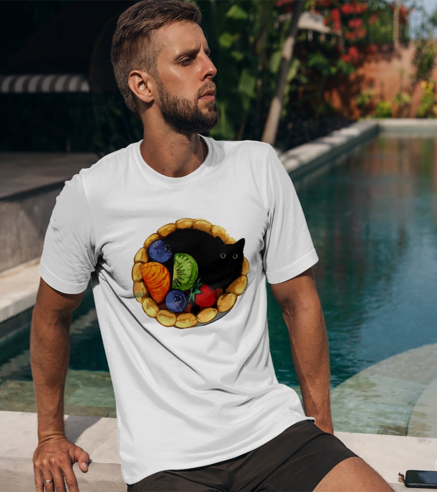 Black Cat Surrounded By Mixed Fruit Tart T-Shirt