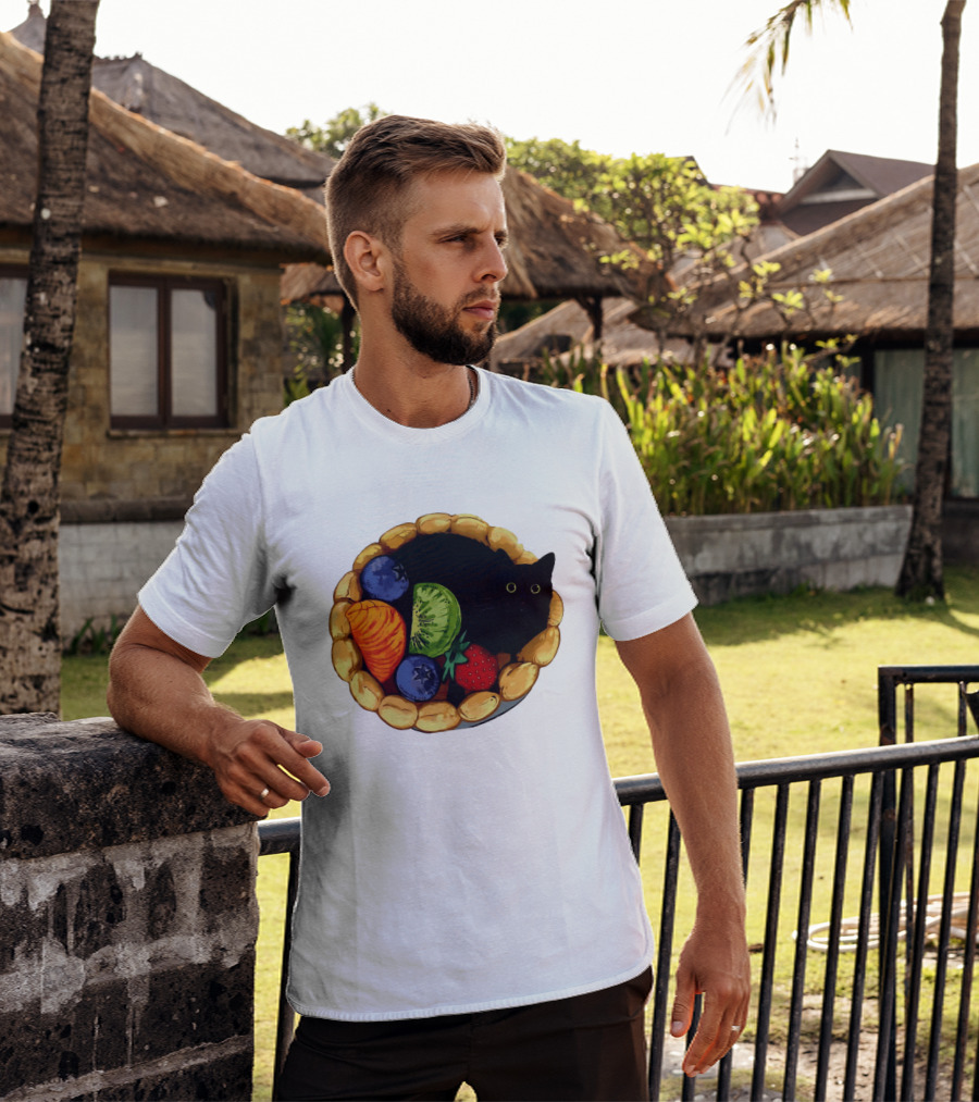 Black Cat Surrounded By Mixed Fruit Tart T-Shirt