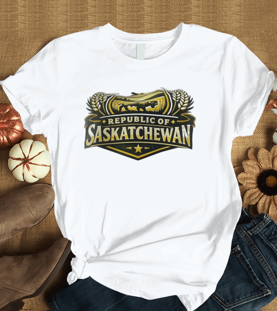 Republic Of Saskatchewan Wheat And Lion T-Shirt