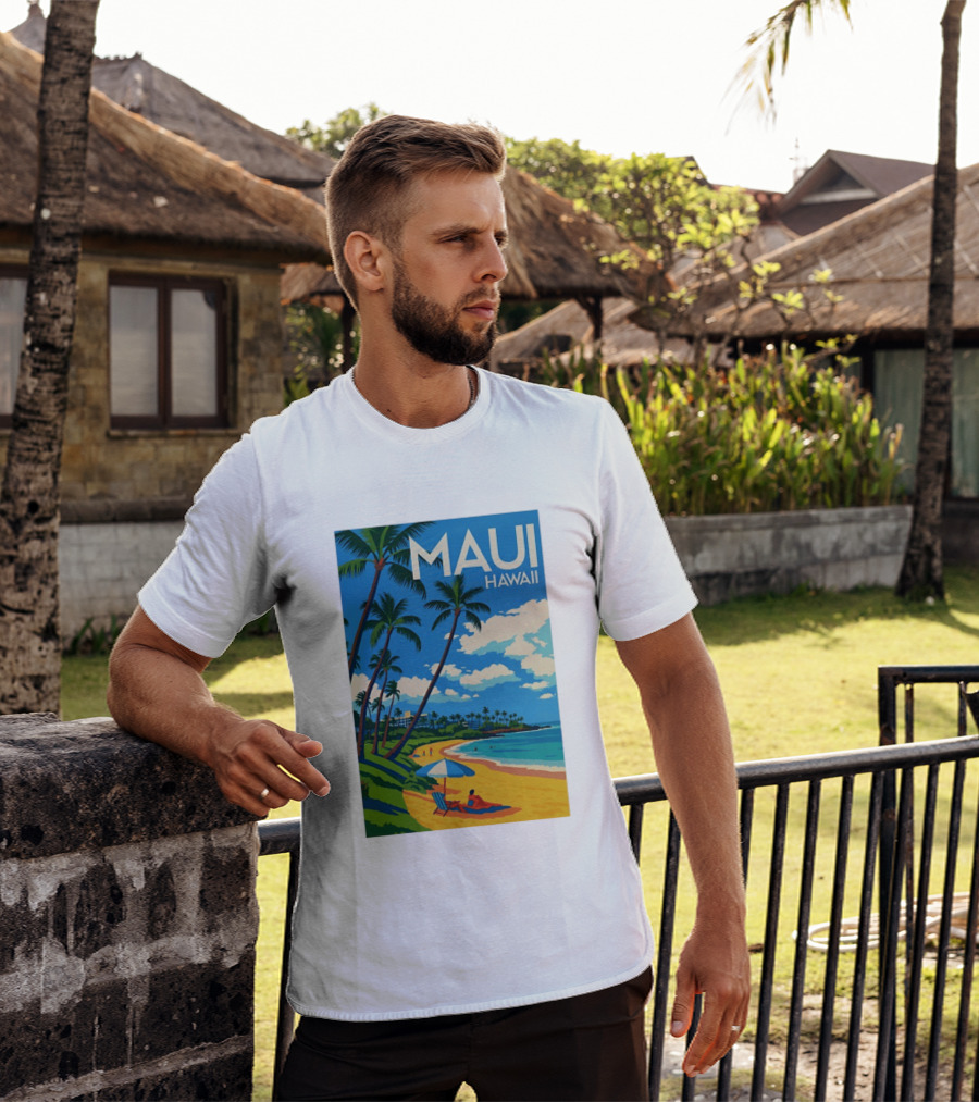 Maui Hawaii Palm Trees Beach Scene T-Shirt