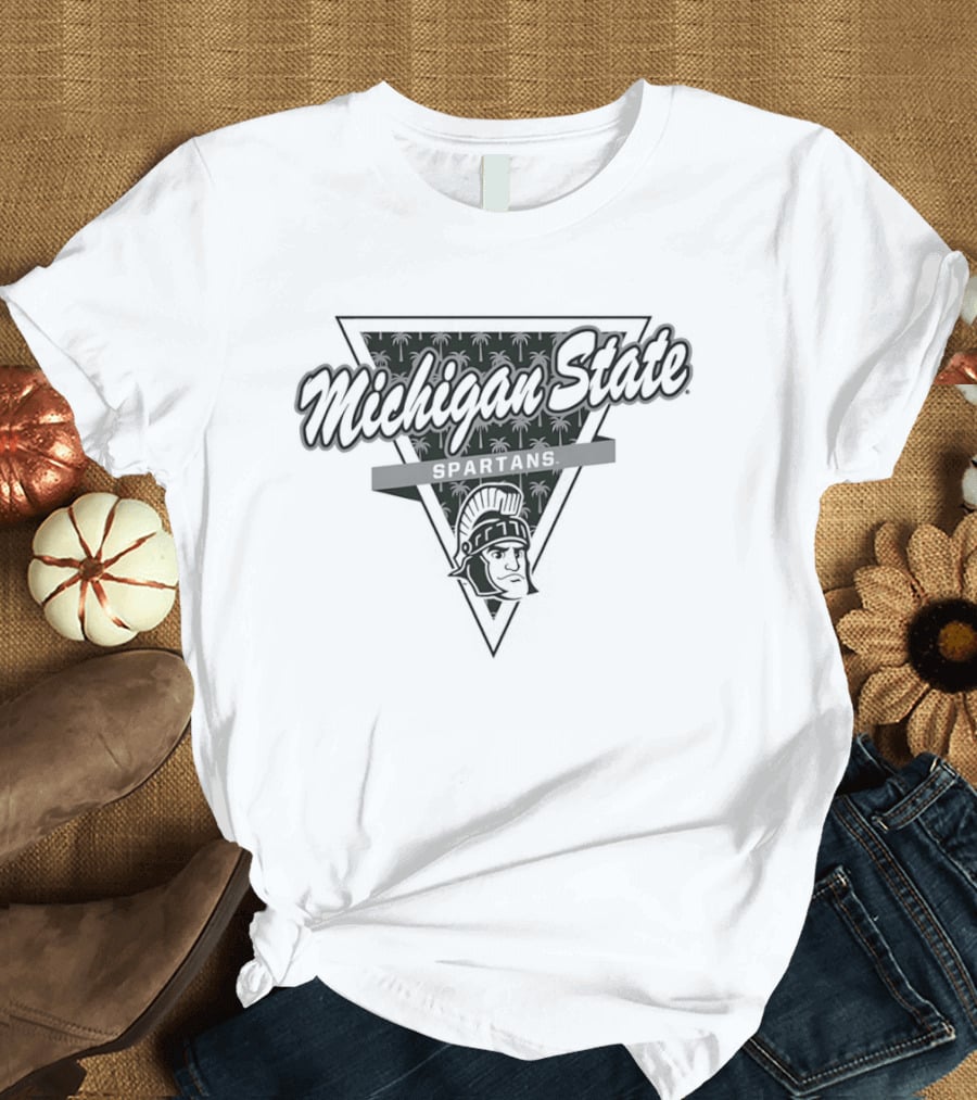 Michigan State Spartans Football Palm Tree Triangle T-Shirt