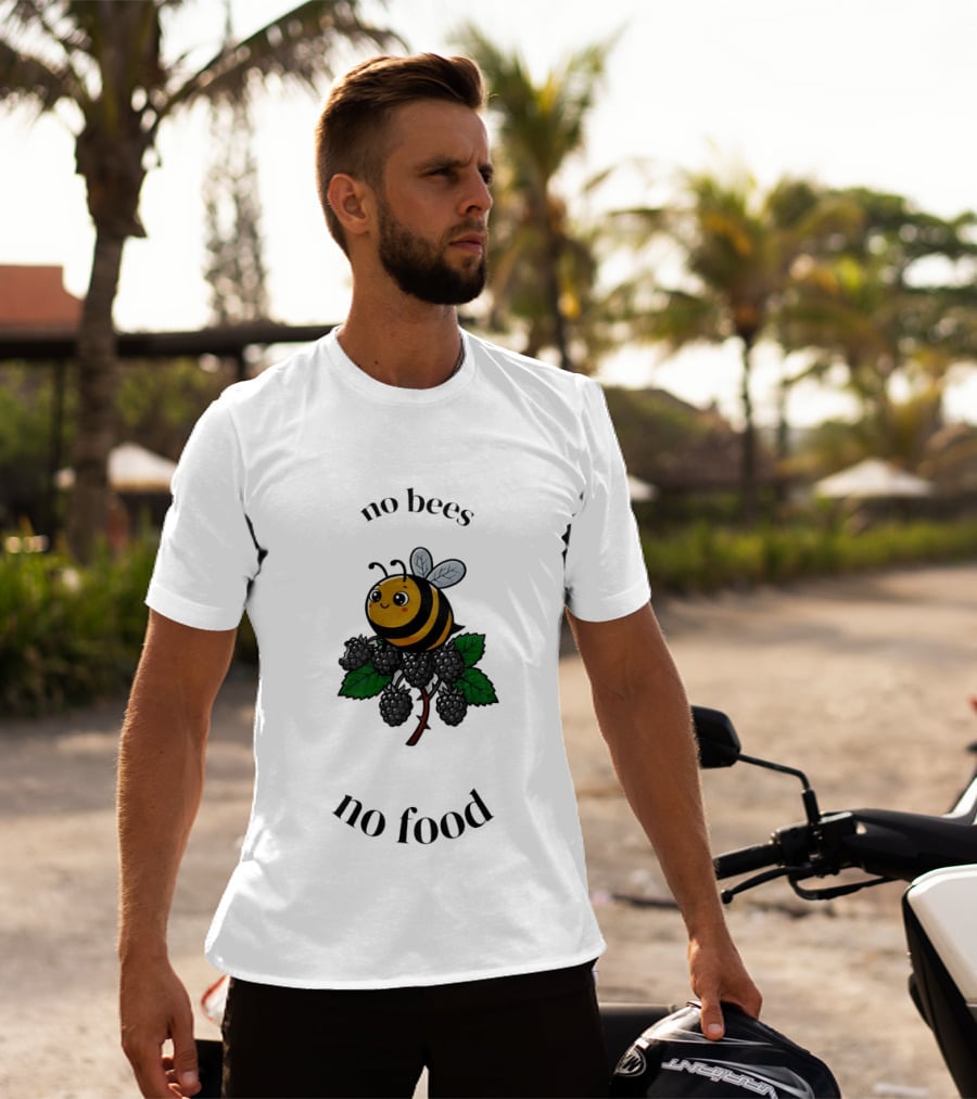 No Bees No Food Cute Bee On Leaf T-Shirt