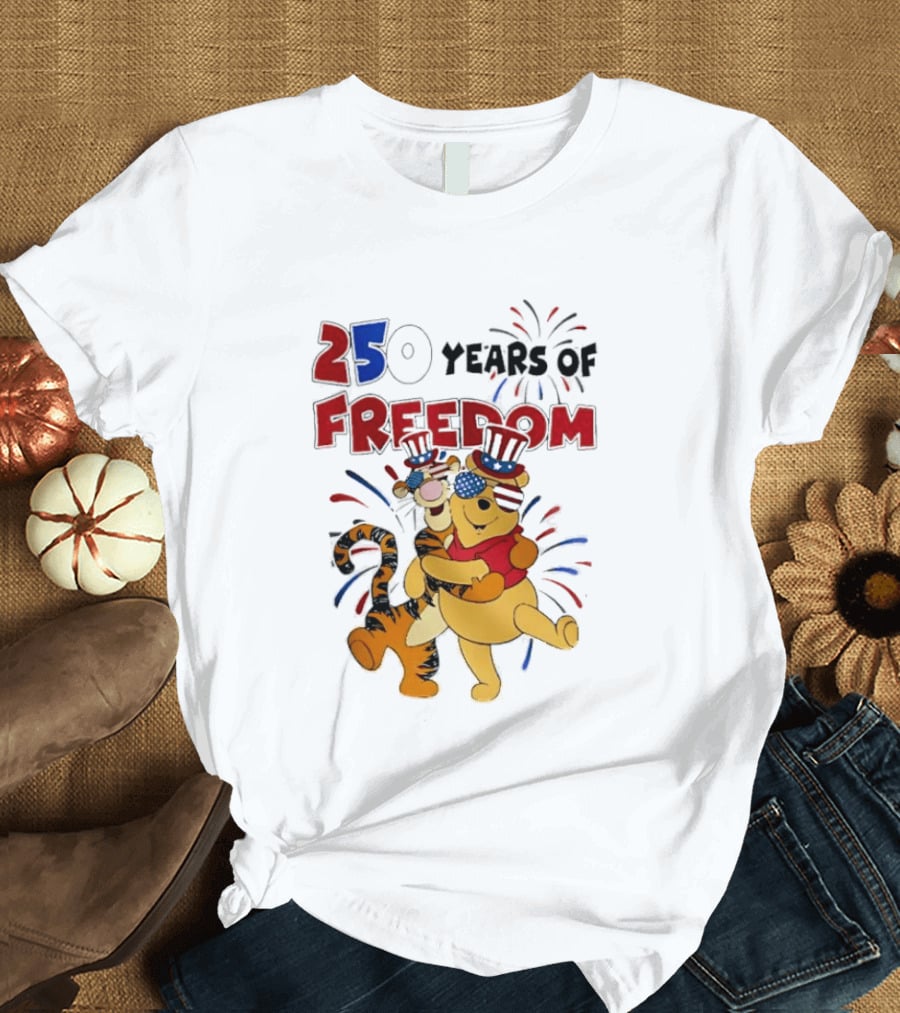 250 Years Of Freedom Winnie The Pooh And Tiger Celebration T-Shirt