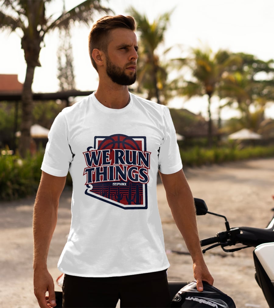 PHNX We Run Things Cactus Basketball Desert Scene T-Shirt