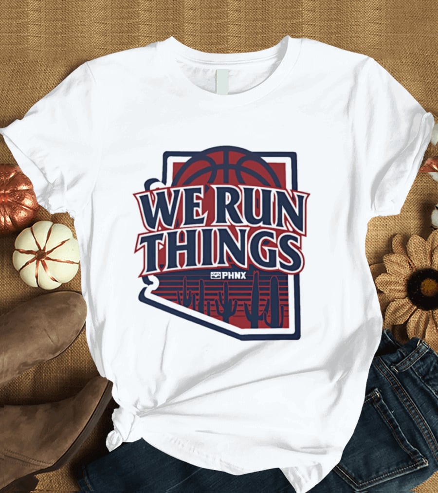 PHNX We Run Things Cactus Basketball Desert Scene T-Shirt