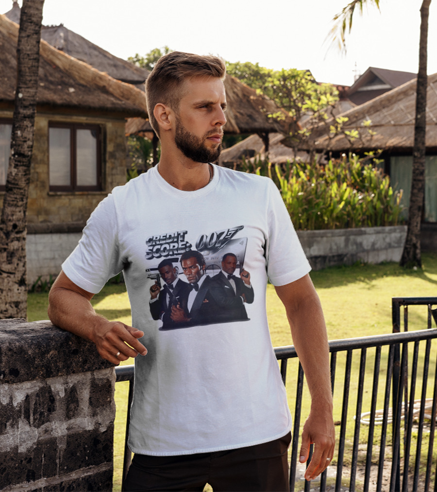 CREDIT SCORE 007 James Bond Style With Agents And Luxury Car T-Shirt