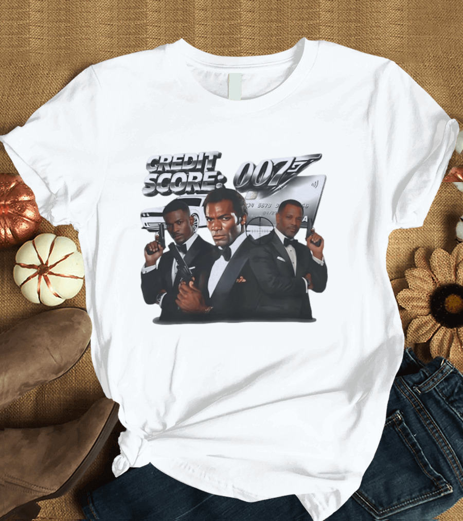 CREDIT SCORE 007 James Bond Style With Agents And Luxury Car T-Shirt