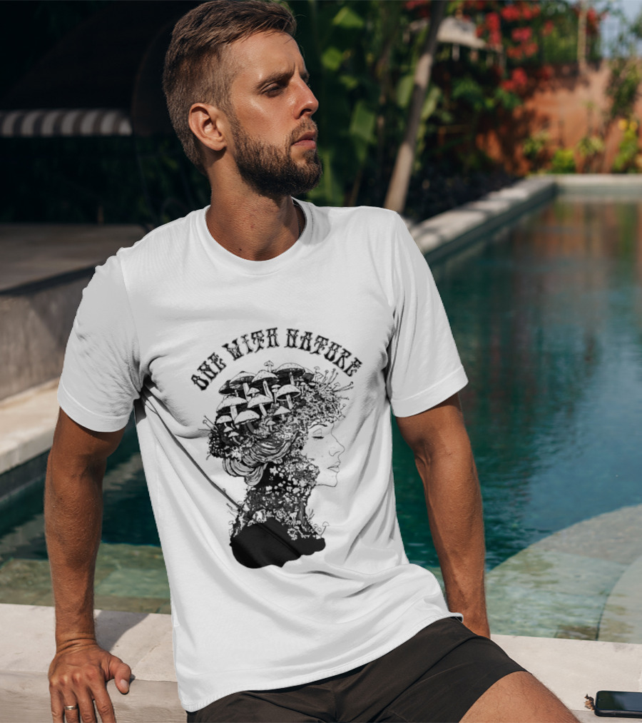 One With Nature Women Mushroom Psychedelic Fungi T-Shirt