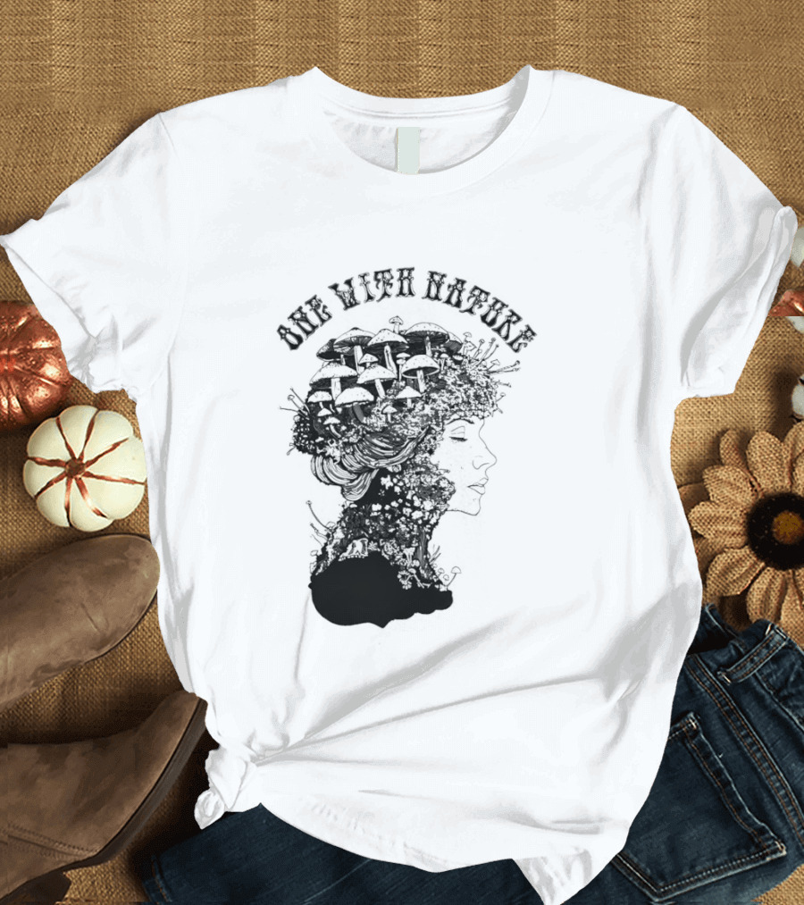 One With Nature Women Mushroom Psychedelic Fungi T-Shirt