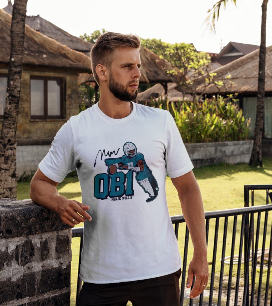 Malik Willis QB1 Miami Dolphins Quarterback 7 Football T-Shirt