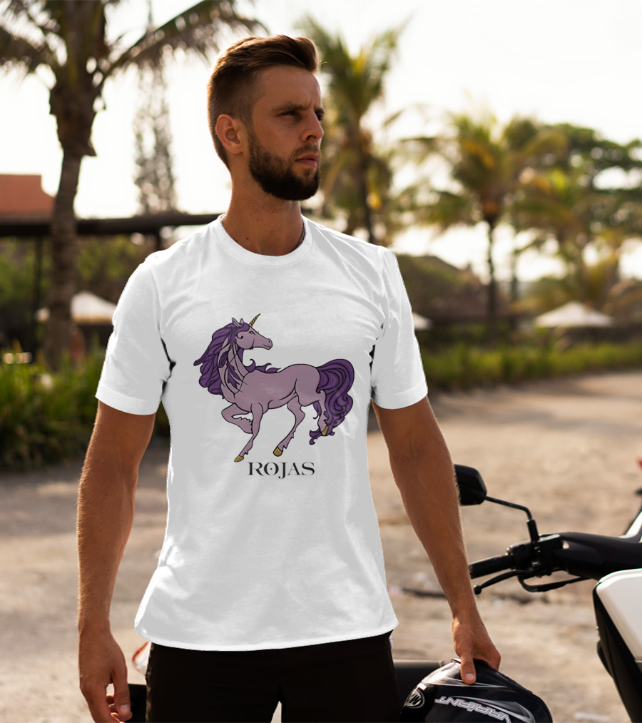 Rojas Pink Unicorn With Purple Mane T-Shirt
