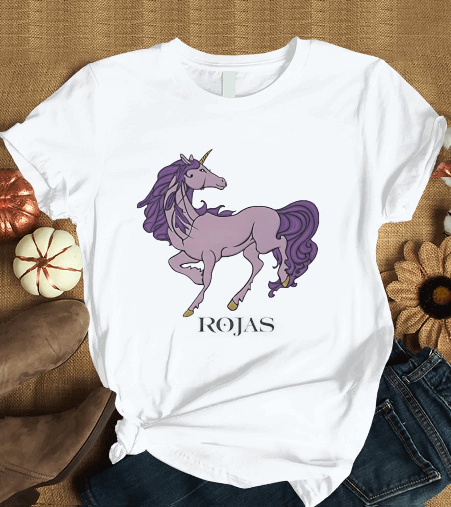 Rojas Pink Unicorn With Purple Mane T-Shirt